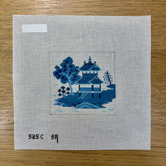 Asian Islands, Blue, 4" x 4"