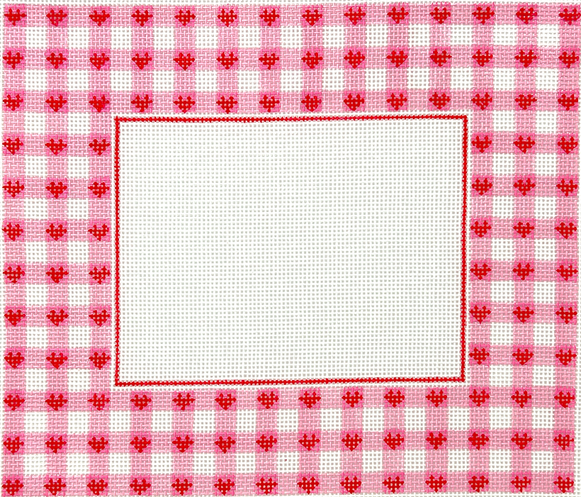 Pink Gingham with Red Hearts Frame