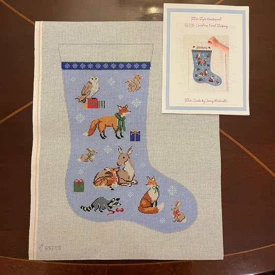 Christmas Forest Stocking Needlepoint Canvas
