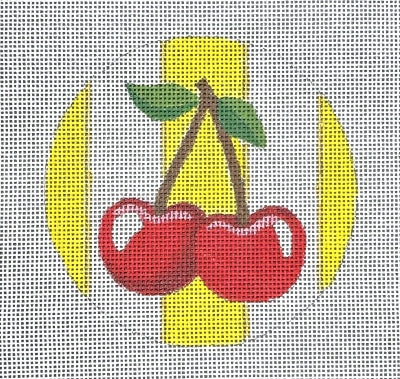 Yellow Stripe Cherry Ornament