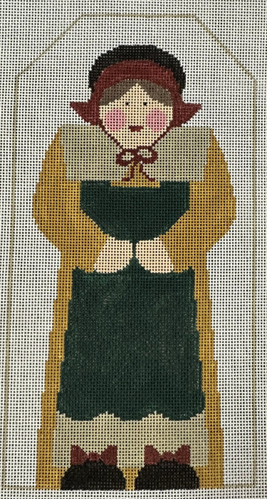 Pilgrim Lady w/Pie Button W/Stitch Guide