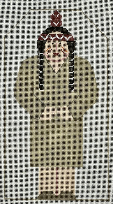 Indian Lady w/Indian Corn Button w/Stitch Guide