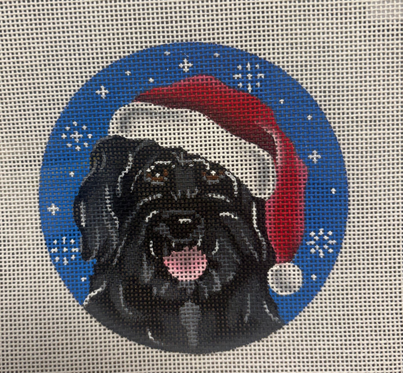 Portuguese Water Dog with Santa Hat