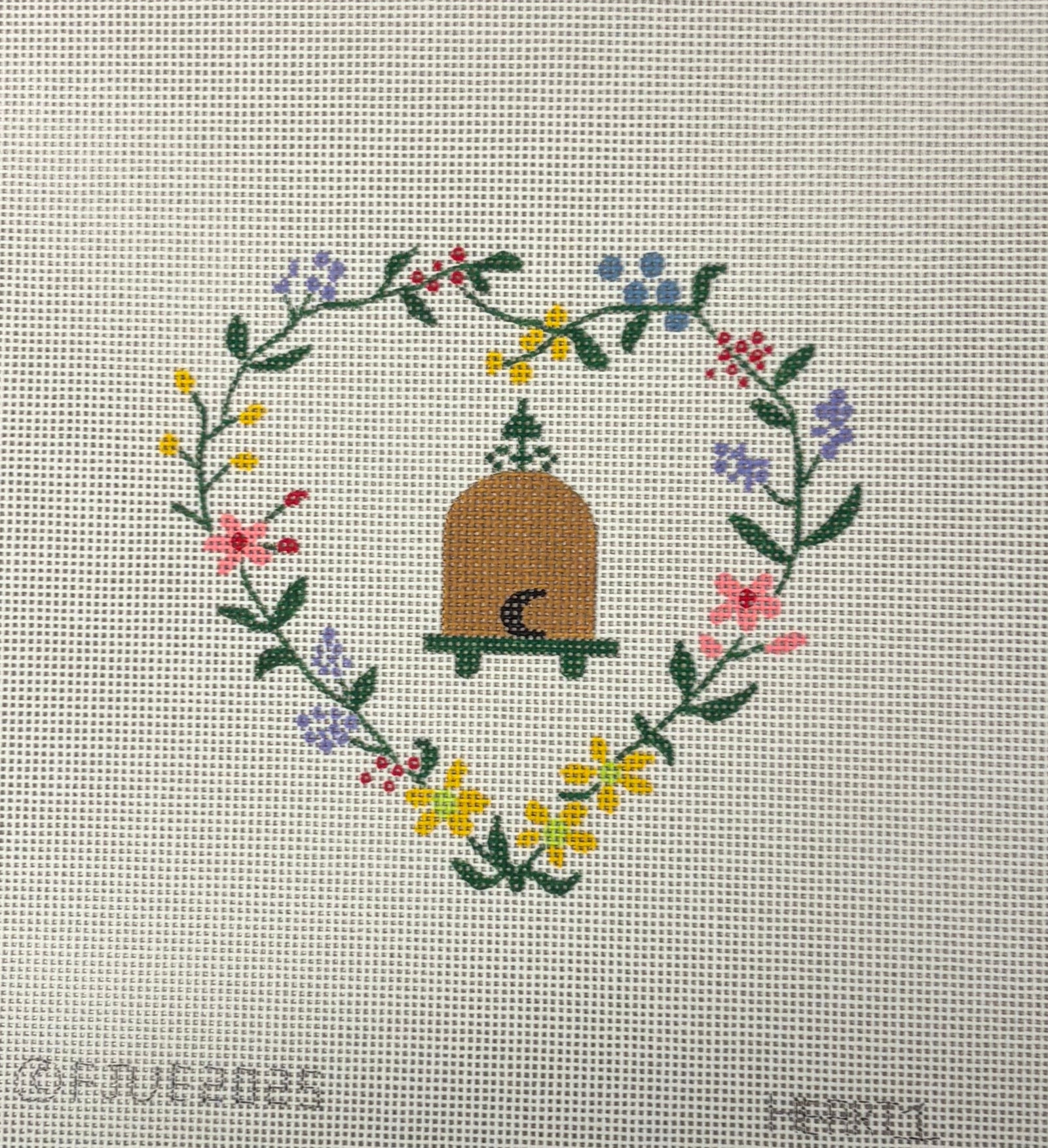 White Floral Heart With Bee Hive