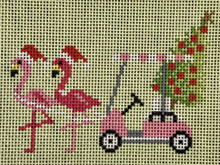 Palm Beach Christmas - Golf Cart w/Flamingos