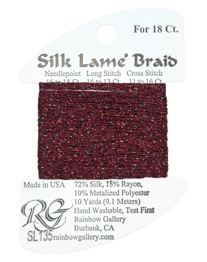 SILK LAME BRD SL135-RED SPRKLE