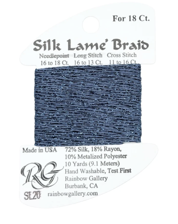SILK LAME BRD SL20-DK ANT BLUE