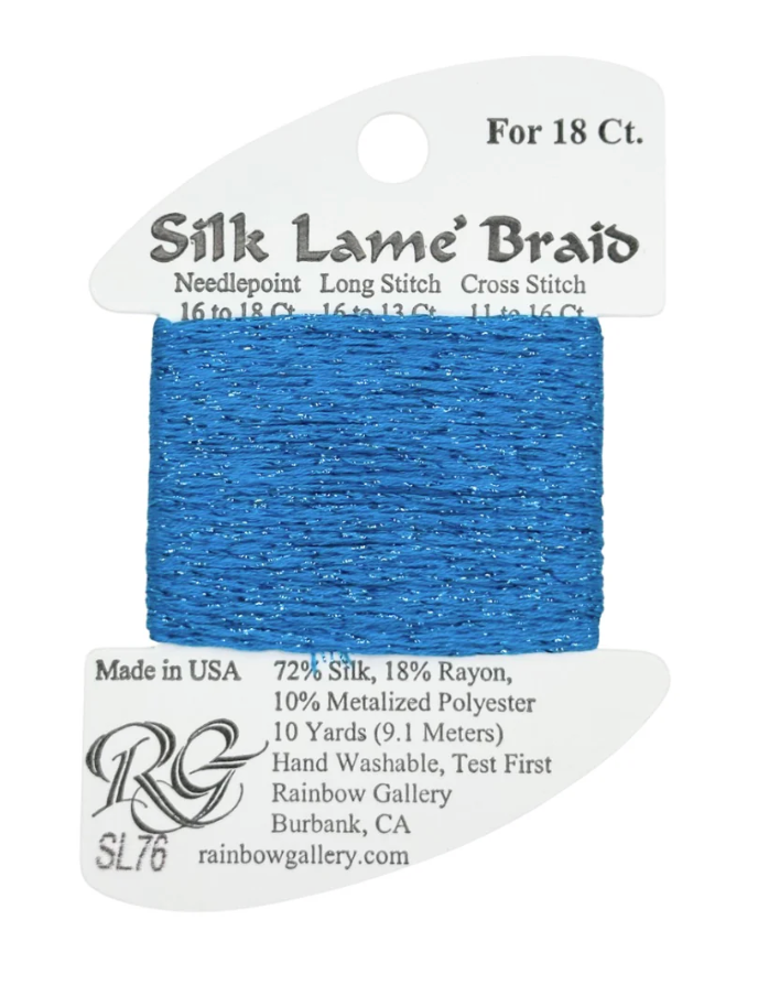 SILK LAME BRD SL76-PEACOCK BLU
