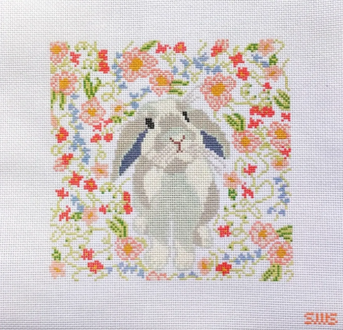 Gray Floral Bunny