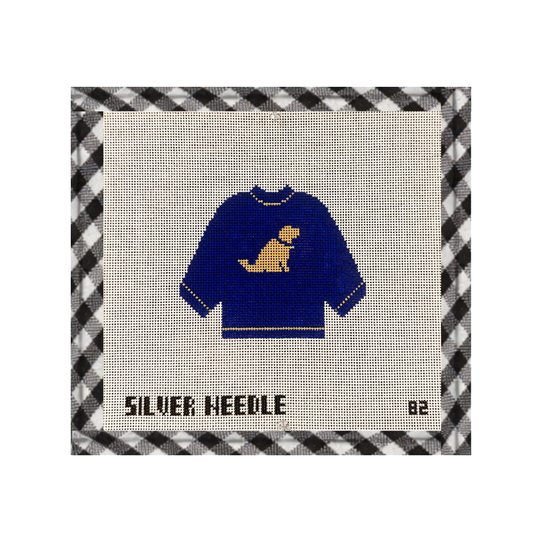 Blue Sweater with Yellow Lab Ornament