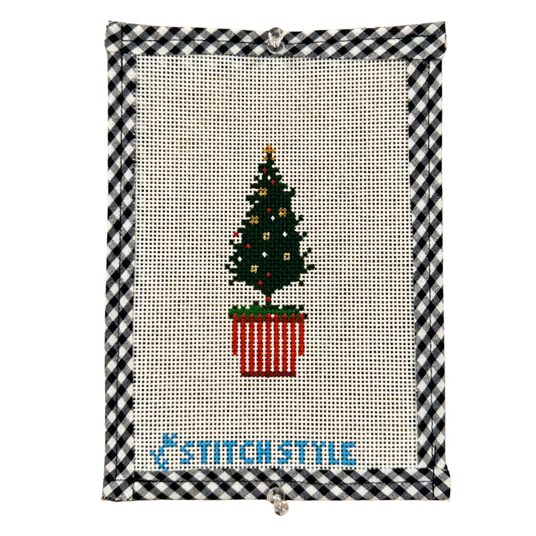 Christmas Tree in Red and White Pot