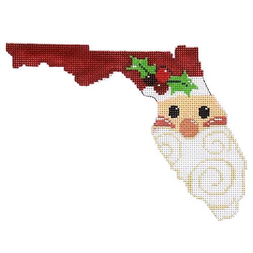 Florida Shaped Santa Ornament