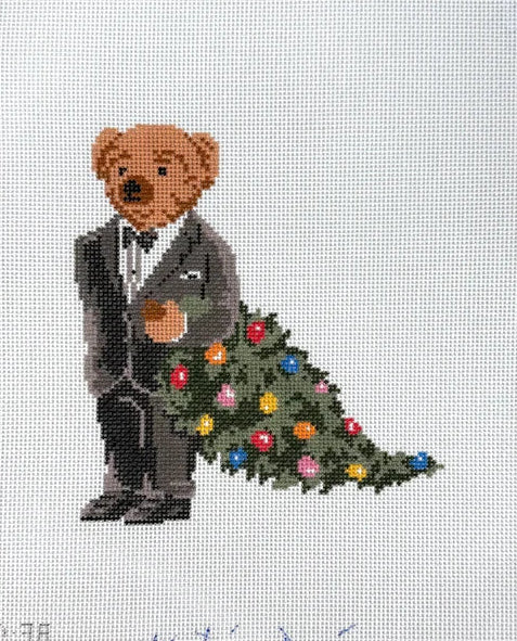 Tuxedo Bear Dragging Tree